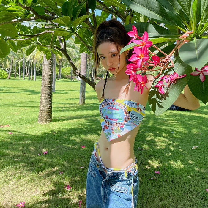 Wholesale Fashionable new split rope swimsuit, low waisted pants, strapless style, sexy and slimming for vacation