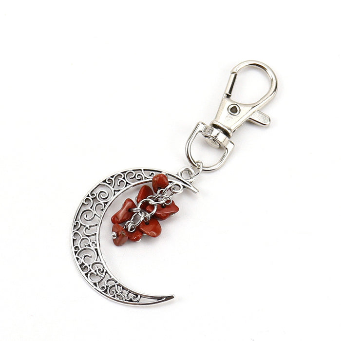 Wholesale Moon Crushed Stone Grape Skewer Natural Crystal Raw Stone Keychain Keychain K42 JDC-KC-HXu001