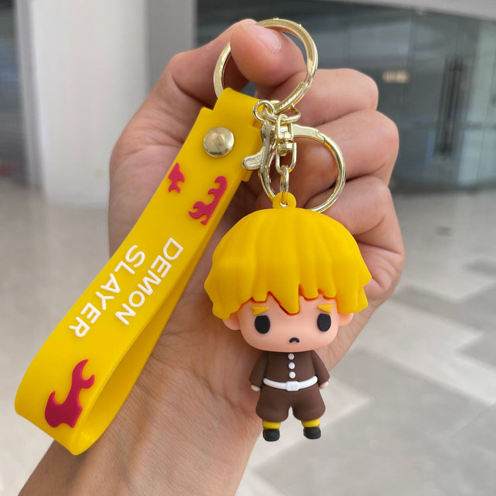 Wholesale Q-version keychain, backpack pendant, soft rubber figurine, car keychain, student gift