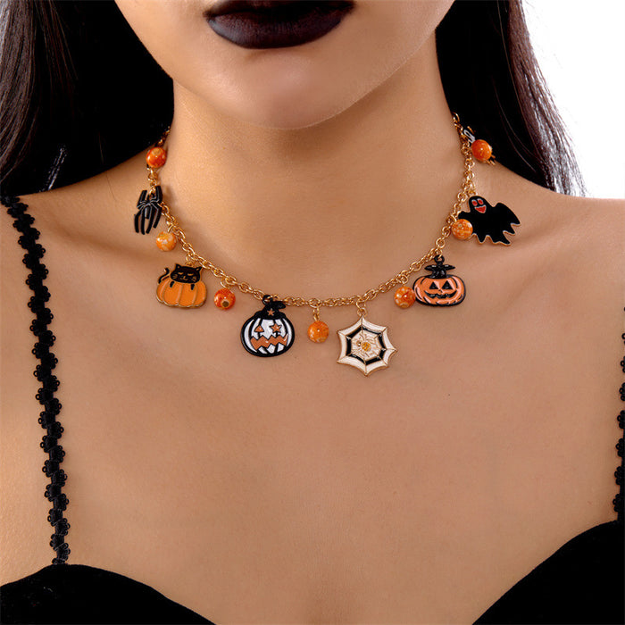 Wholesale Alloy Electroplated  Cat Pumpkin Pendant Necklace Jewelry Accessory MOQ≥2
