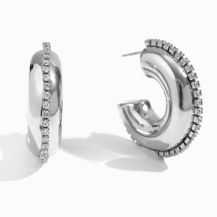 Wholesale Fashionable and versatile retro niche earrings made of stainless steel gold-plated irregular geometric heart-shaped earrings