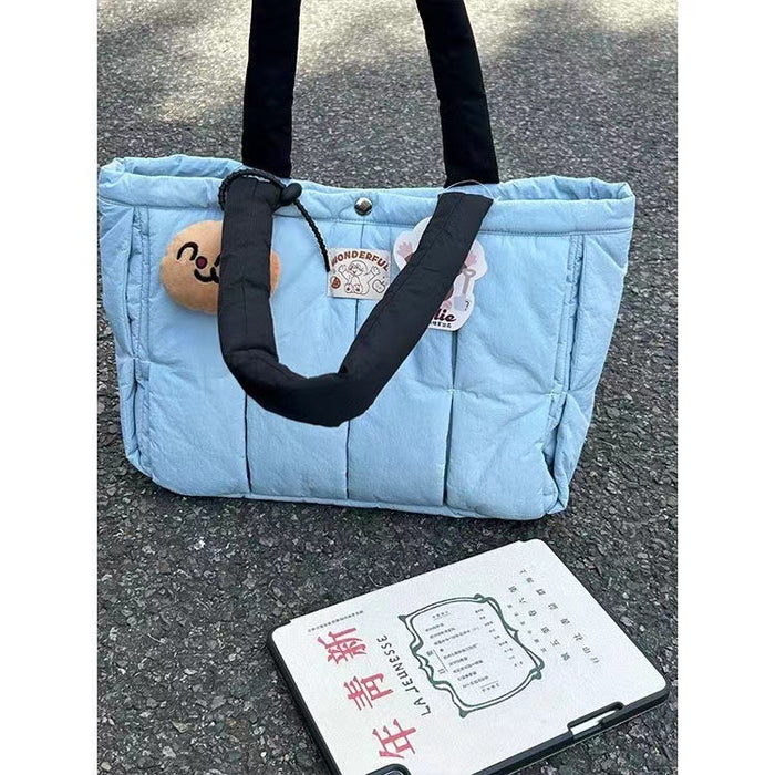 Wholesale New lightweight cotton padded soft and comfortable tote bag with foldable folds for class, large capacity single shoulder handbag