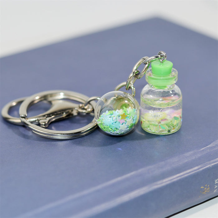Wholesale Creative Keychain Girl Student Cute Flower Flowing Sand Bottle Key Pendant Bag Accessories Decorative Advertising Gift
