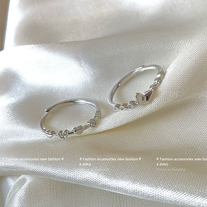 Wholesale Zircon Love Butterfly Set Ring, Female Niche Design, Finger Ring, Cold Style, Fashionable, Personalized Ring