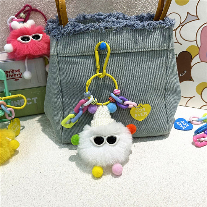 Wholesale Cartoon Plush Briquette Keychain Colorfulful Cute Doll Student School Bag Pendant Key Chain Pendant Small Gift