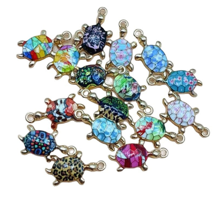 Wholesale 10pcs DIY Colorful Turtle Bracelet Pendant Alloy Oil Drip Accessories Hanging Earrings