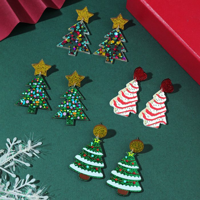 Wholesale Christmas tree earrings love acrylic earrings