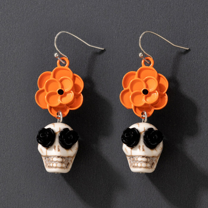 Wholesale Halloween Skull Beaded Elastic Earrings for Unisex Party Gift Fashion Accessory MOQ≥2