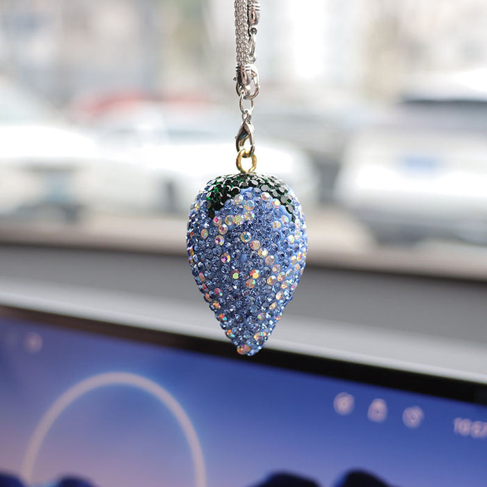 Wholesale Crystal Cherry Strawberry Car Charm Pendant Trendy Car Key Accessory