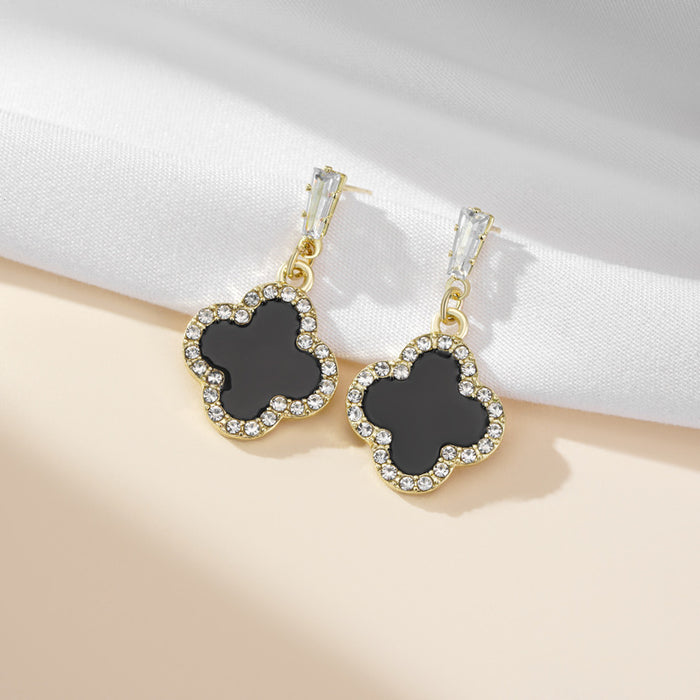 Wholesale Love Black Drop Oil Diamond Square Earrings