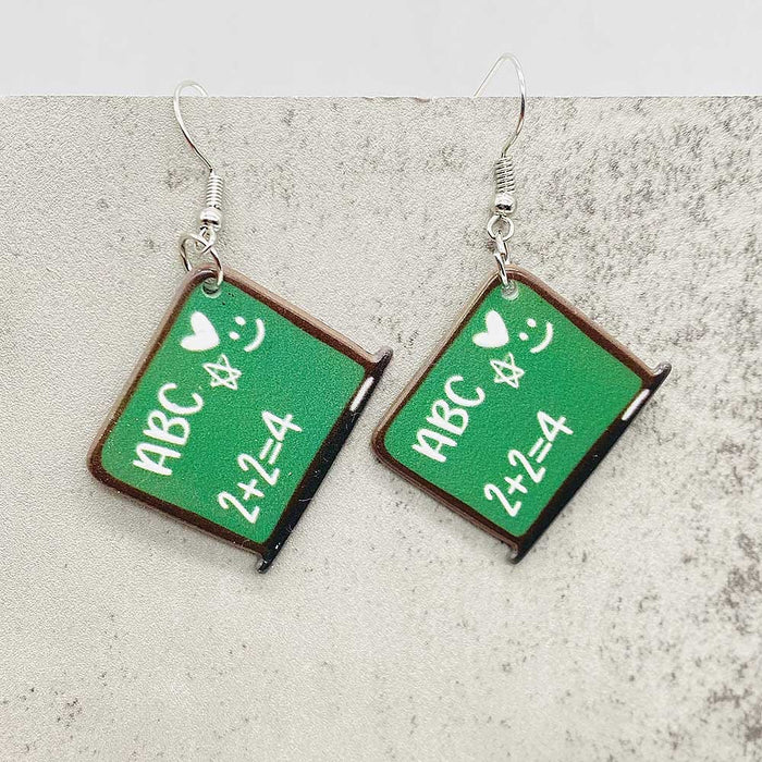 Wholesale Teacher' s Day Earrings Leopard Pencil Ruler Acrylic Earrings School Season Student Earrings Jewelry