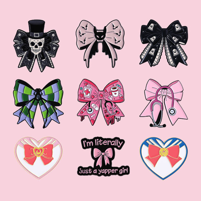 Wholesale Enamel Bow Flower Brooch Pin Set Cute Lapel Badge Party Jewelry Accessory
