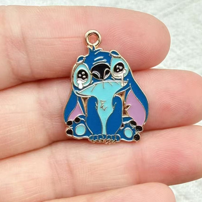 Wholesale 10pcs Cartoon Couple DIY Jewelry Accessories Alloy Enamel Pendant Keychain Earrings