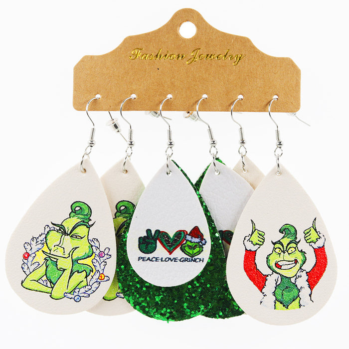 Wholesale Green Christmas Leather Earrings JDC-ES-ChenChen001