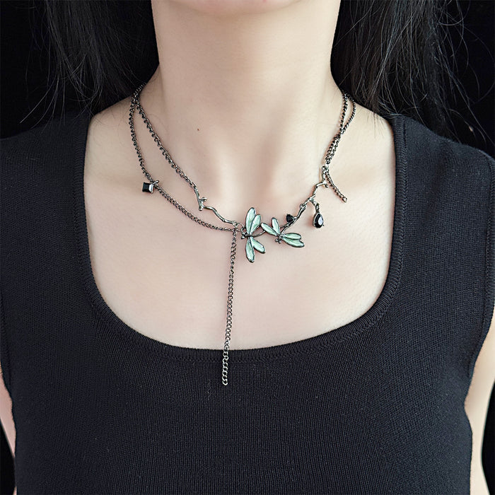 Wholesale Inlaid collarbone chain earrings, niche design necklace earrings