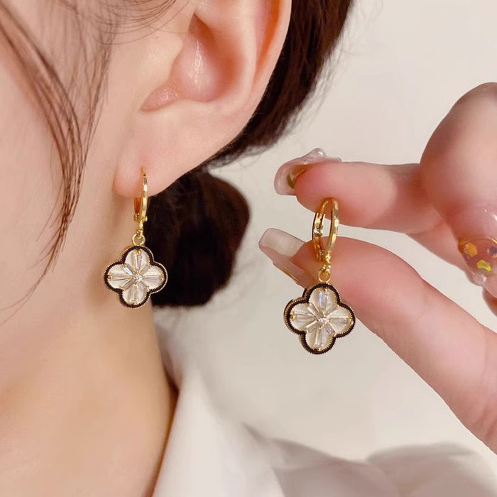 Wholesale Exquisite and versatile zircon crystal earrings with ear buckles, featuring a niche earring design