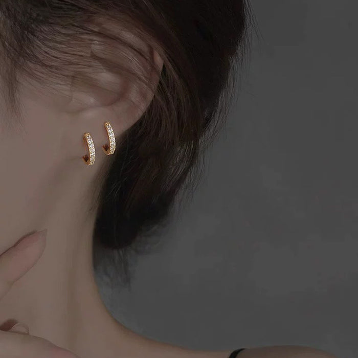 Wholesale Silver plated zircon earrings with diamond studded rings and earrings