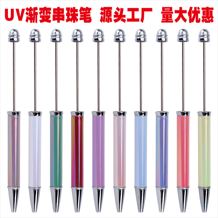 Wholesale Plastic UV Plated Seven Color Bead Pen JDC-PN-JinBaiNian003