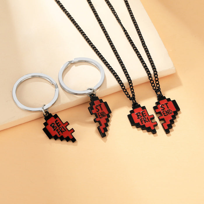 Wholesale Love cartoon necklace keychain, red peach heart clothing accessories, clothing decoration, couple trend