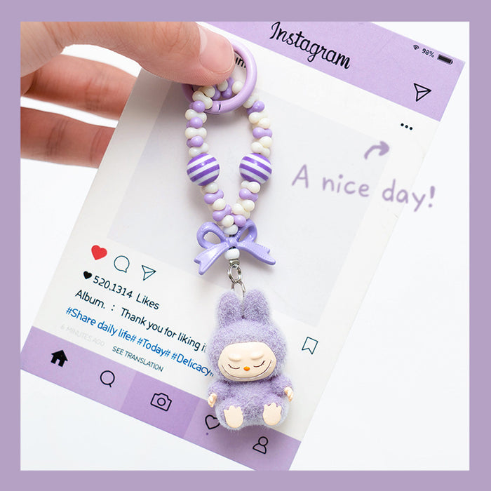 Wholesale Flocked mini keychain,  vinyl,  cute grain,  strolling bag,  mobile phone pendant,  cute ornament