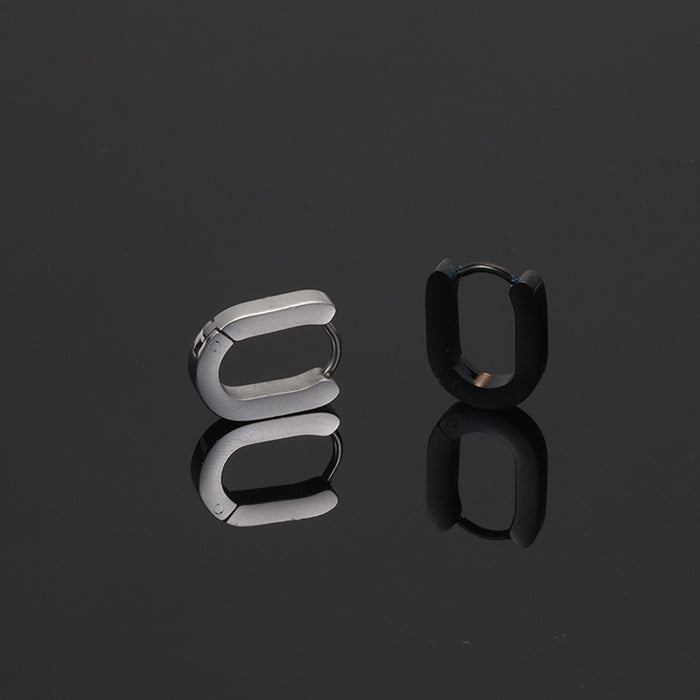 Wholesale Cross border minimalist three-dimensional triangular earrings with ear clips, no ear holes, smooth ear buckles made of titanium steel