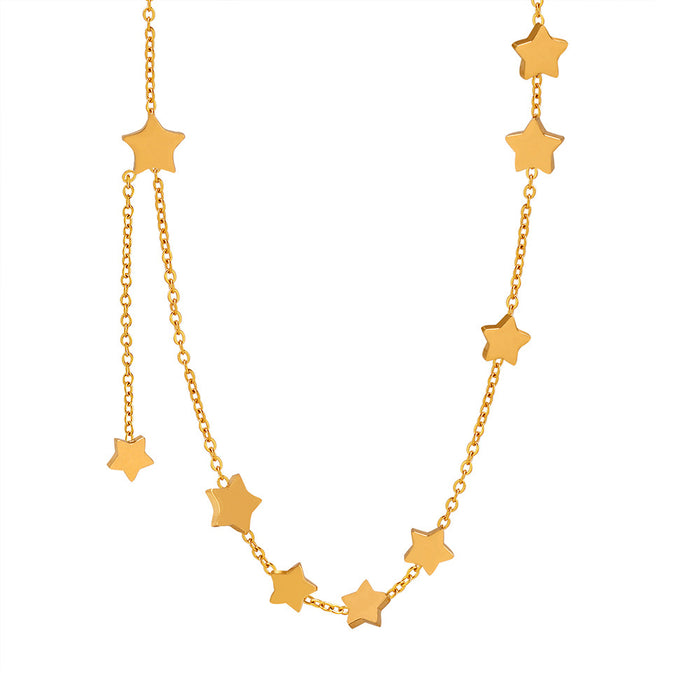 Wholesale Five-pointed Star Pendant Tassel Titanium Steel Necklace JDC-NE-MiLi019