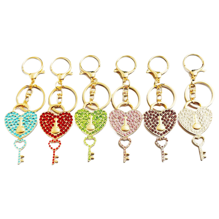 Wholesale Heart Rhinestone Keychain Bag Charm Stylish Keyring For Couple Travel Souvenir Boutique Resale