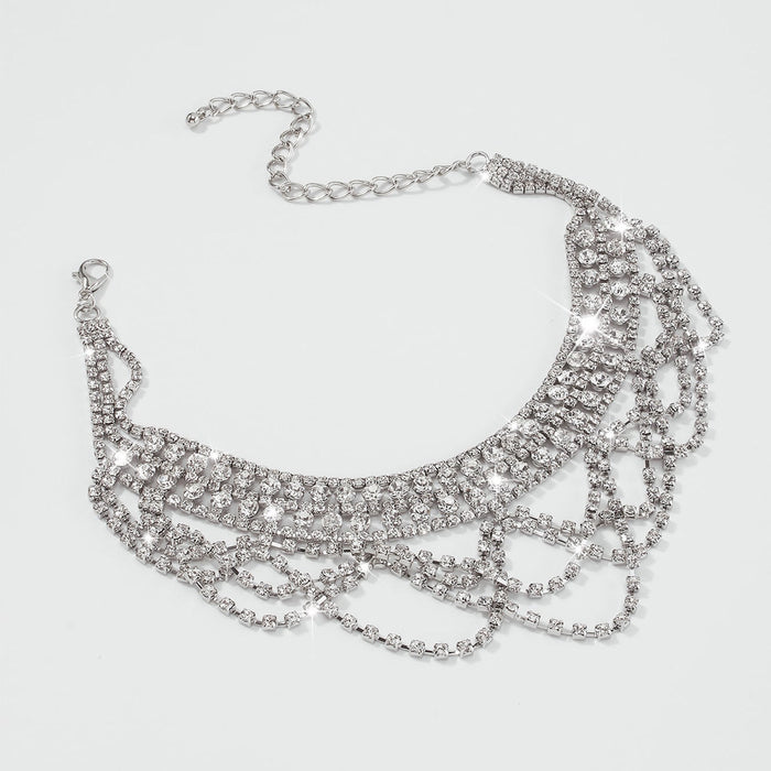 Wholesale Luxury Multilayer Tassel Rhinestone Clavicle Necklaces JDC-NE-XinS005
