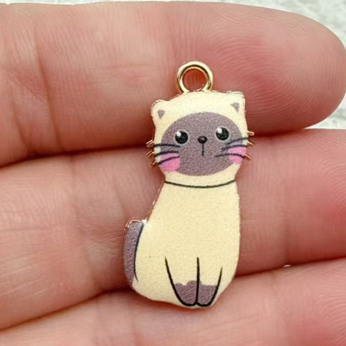 Wholesale 10pcs Cat pendant DIY handmade jewelry accessories,  alloy keychain charms,  necklace and earring accessories Pendant