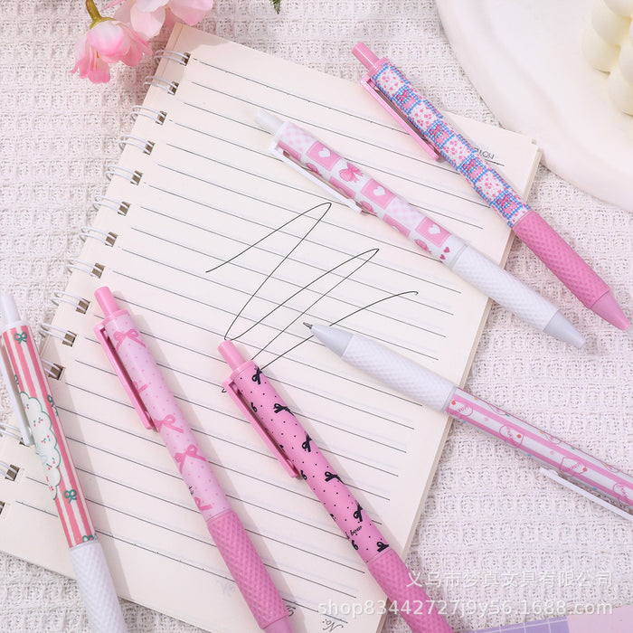 Wholesale 6pcs/ box Ballet Bow Brush Pen ST Quick-drying Gel Pen ' s Heart Pressing Black Pen Student Cartoon Printing Pen