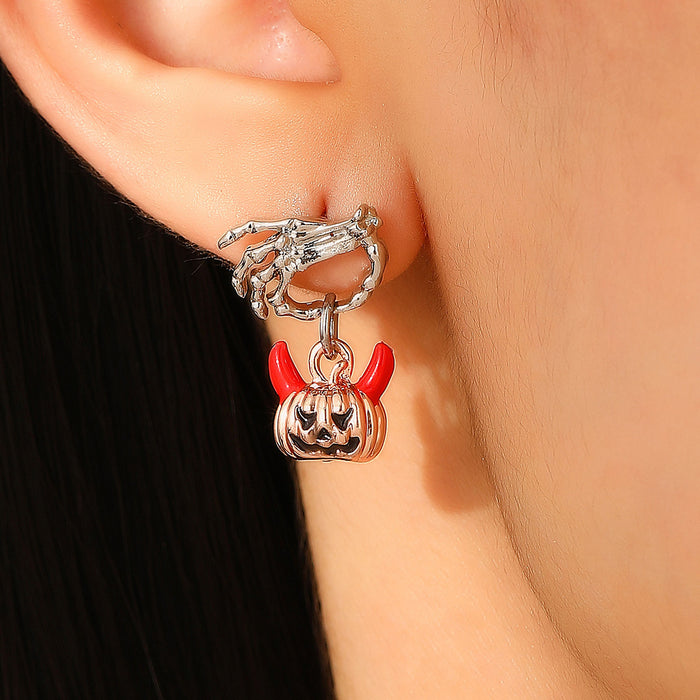 Wholesale Niche Design Personalized Simple  Ghost Hand Pumpkin Head Earrings