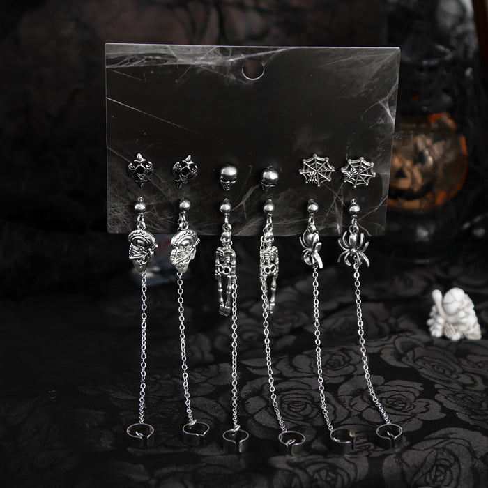 Wholesale Gothic  Skull Bat Earrings For Women Ancient Silver Alloy Punk Jewelry Accessory Party Wear Gift