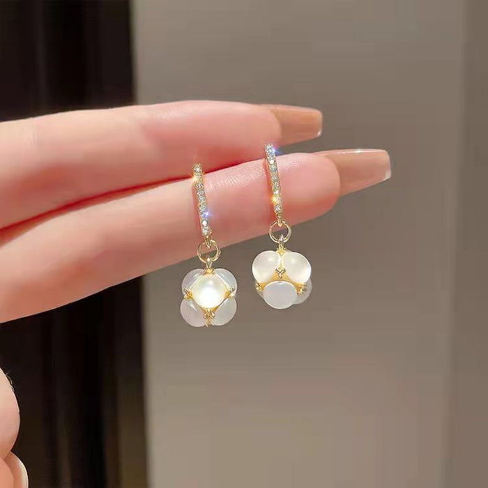 Wholesale Cat's Eye Hydrangea Alloy Diamond Earrings JDC-ES-Chengx003