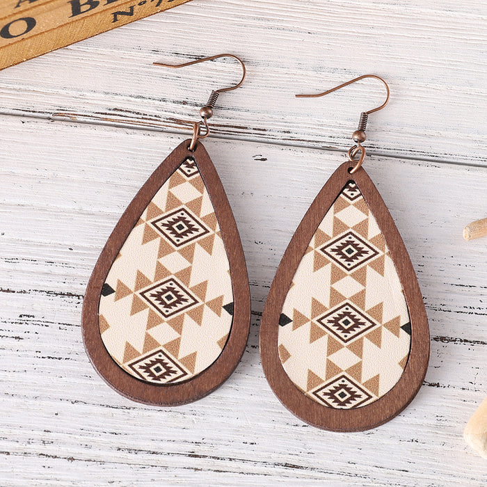 Wholesale Printed Water Drop Drop Earrings JDC-ES-ChuLian007