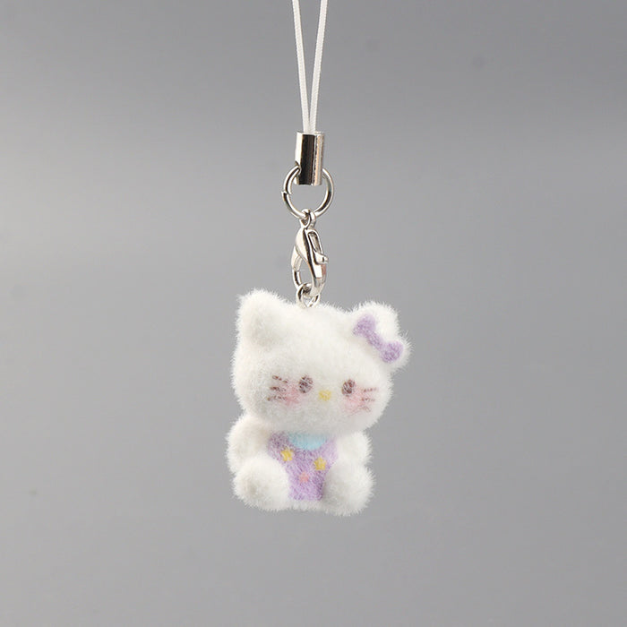 Wholesale plush cat pendant cute girly keychain for bags and phone