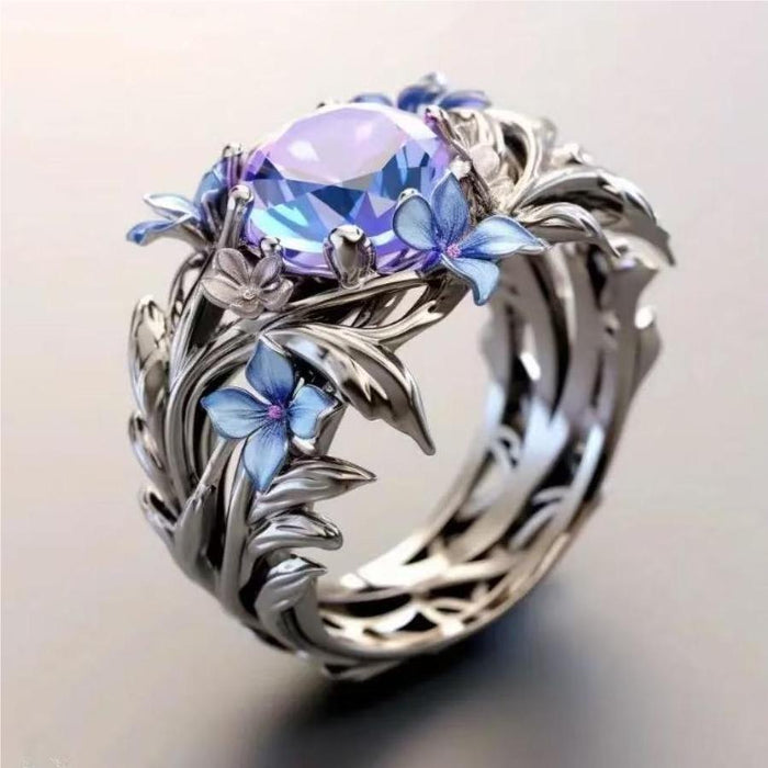 Wholesale Iris flower enamel oil painting ring