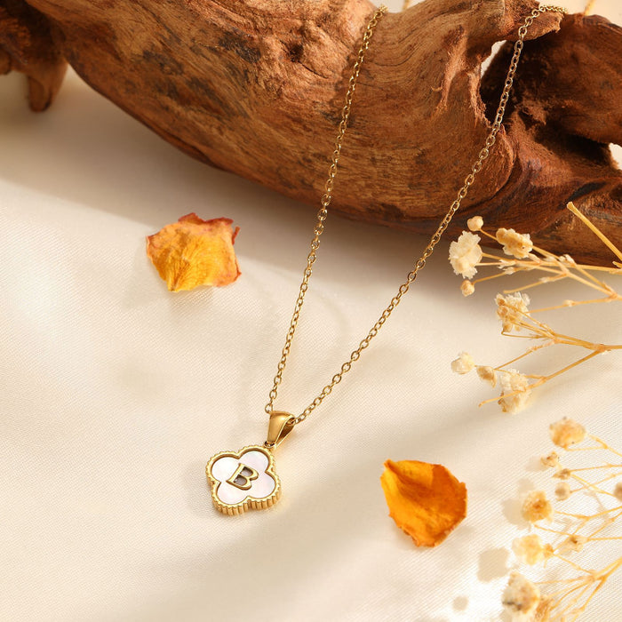 Wholesale Four-leaf clover pendant stainless steel 18K gold necklace