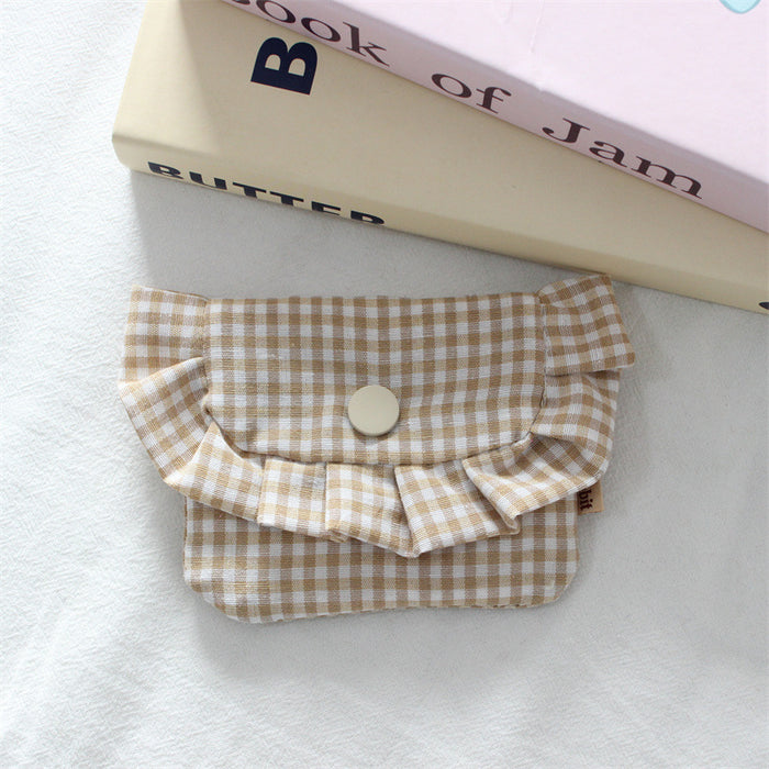 Wholesale Gingham Plaid Flap Pouch Card Holder Wallet For Women Portable Purse For Everyday Use Home Storage