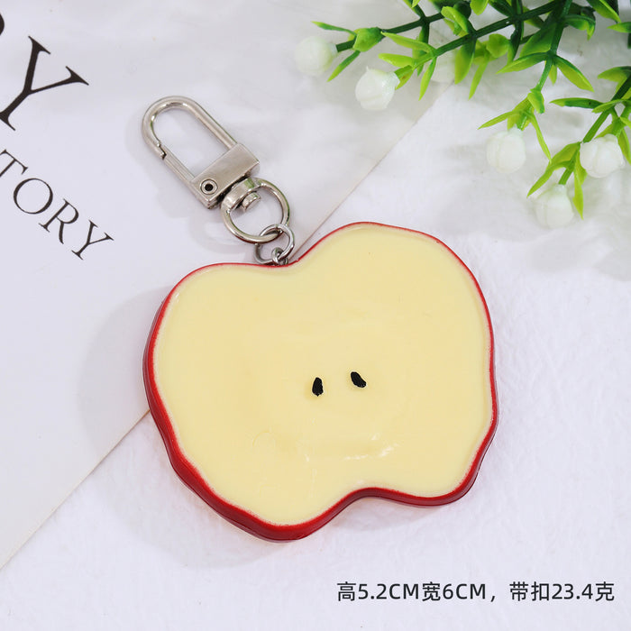 Wholesale Cartoon Cream Strawberry Slice Keychain PVC Food Decor Pendant Bag Charm MOQ≥2