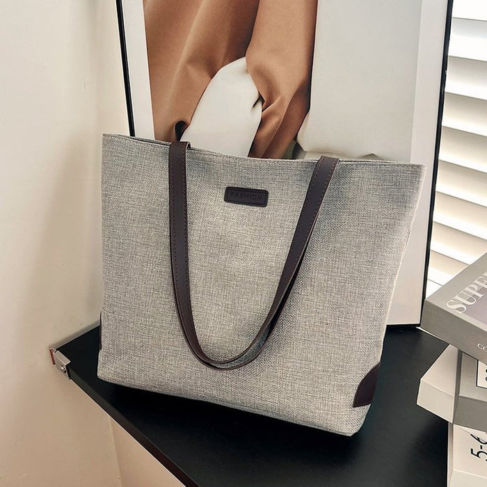 Wholesale Simple and Fashionable Commuting Shoulder Bag Women's Leisure Large Capacity Tote Bag New Linen Hand-held Shoulder Bag JDC-HB-YT004