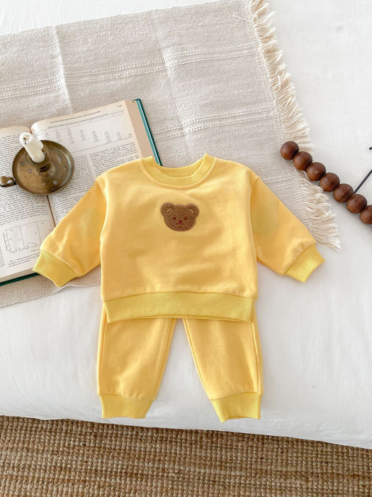 Wholesale Long-sleeved Bear Pullover Sweatshirt and Sweatpants Children's Suit JDC-CTS-WeiNiS006