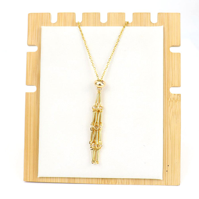 Wholesale DIY Adjustable Stainless Steel Metal Bamboo Mesh Bag Necklace Weaving Pendant N699 JDC-PT-HXu001