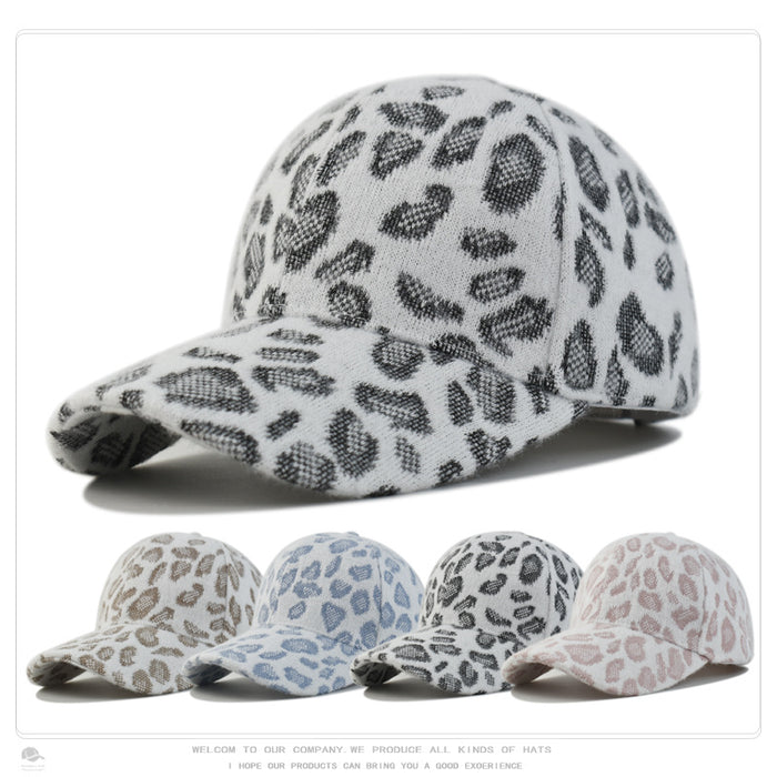 Wholesale Thick warm baseball cap for autumn and winter leopard print retro duckbill cap all-match