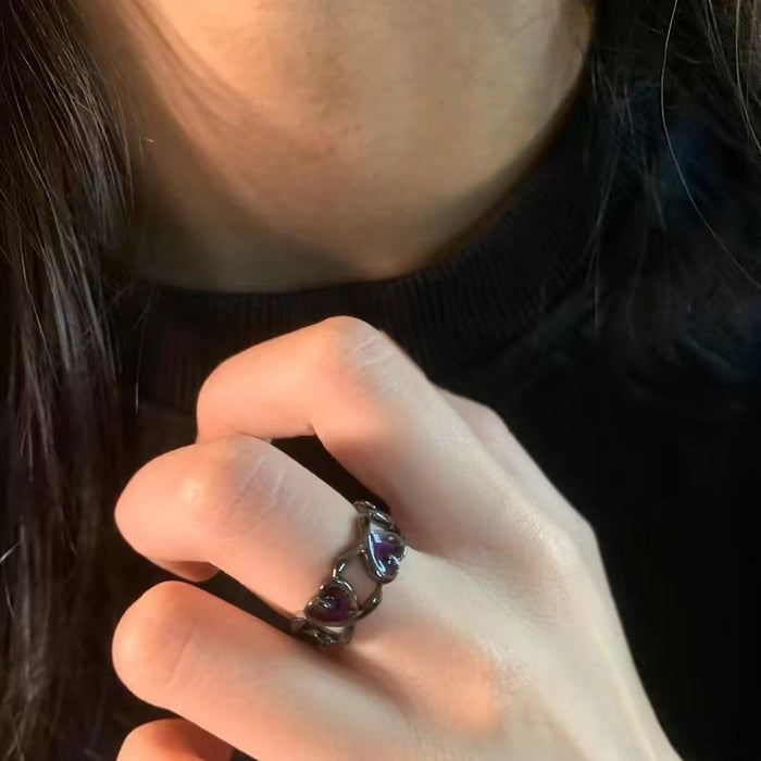 Wholesale Love Zircon Open Ring Adjustable Sweet Cool Wind Ring