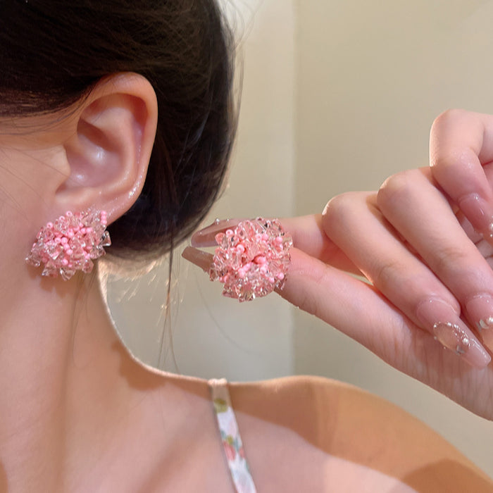 Wholesale Flower bead earrings, light luxury, niche earrings, unique and atmospheric earrings