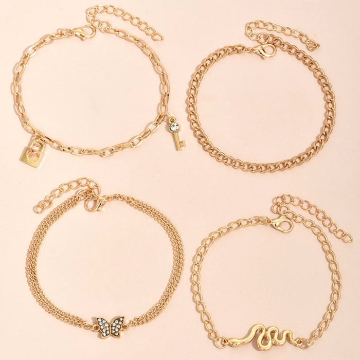 Wholesale Creative multi-layer ankle chain with alloy butterfly ankle decoration