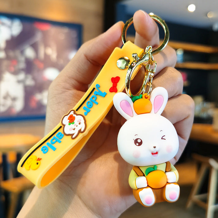 Wholesale Cute Bunny Cartoon Rubber Keychain JDC-KC-Tingm158