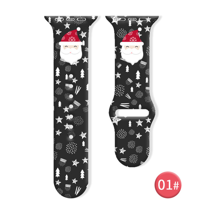 Wholesale Cartoon Christmas Silicone Strap Suitable for Apple Watch Strap JDC-WD-NuoQi006