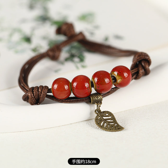 Wholesale Ceramic Flower Braided Bracelet JDC-BT-Luox002