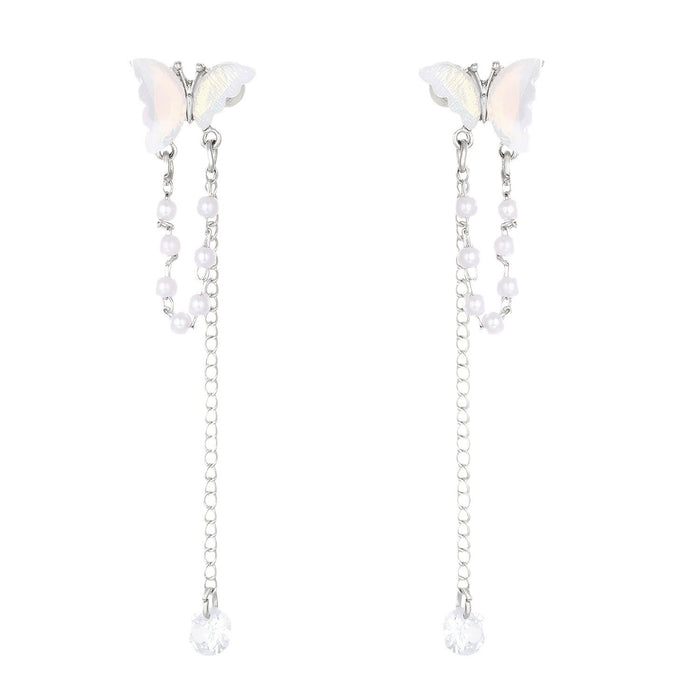 Wholesale Light luxury and agile without ear holes, butterfly pearl tassel ear bone clip, high-end earring design, earrings for women